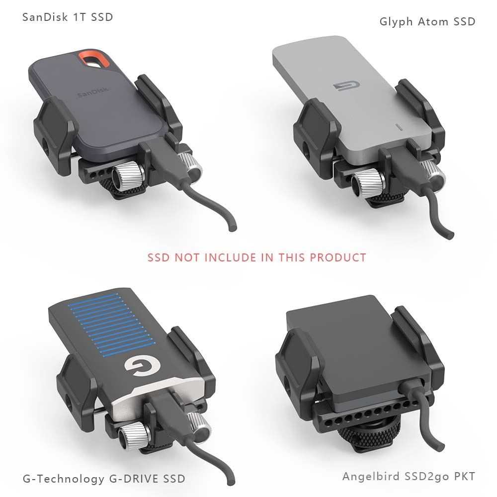 SMALLRIG Staffa Per SSD 2343, Supporto Universale Per BMPCC 4K/6K E Z Cam E2, Compatibile Samsung T5 E Angelbird, Con Fermacavo USB-C