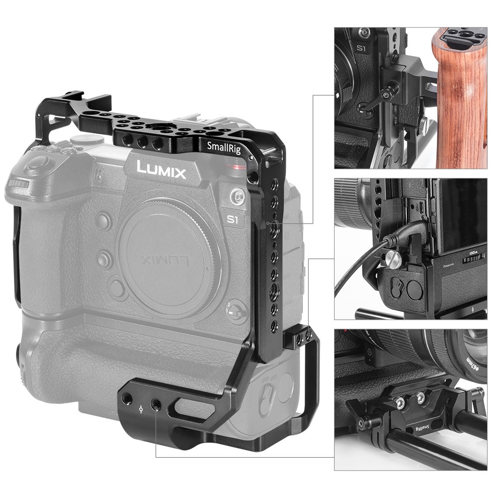 SmallRig Cage for Panasonic S1/S1R with DMW-BGS1 Battery Grip CCP2410