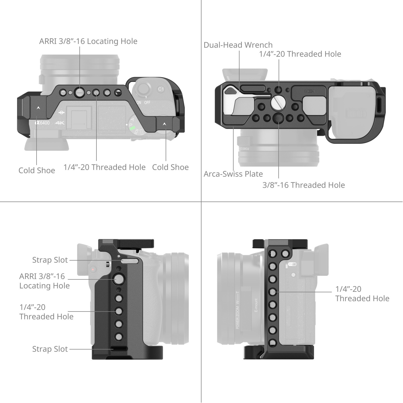 SMALLRIG Gabbia Con Impugnatura In Silicone Per Sony A6100 / A6300 / A6400 – Modello 3164B