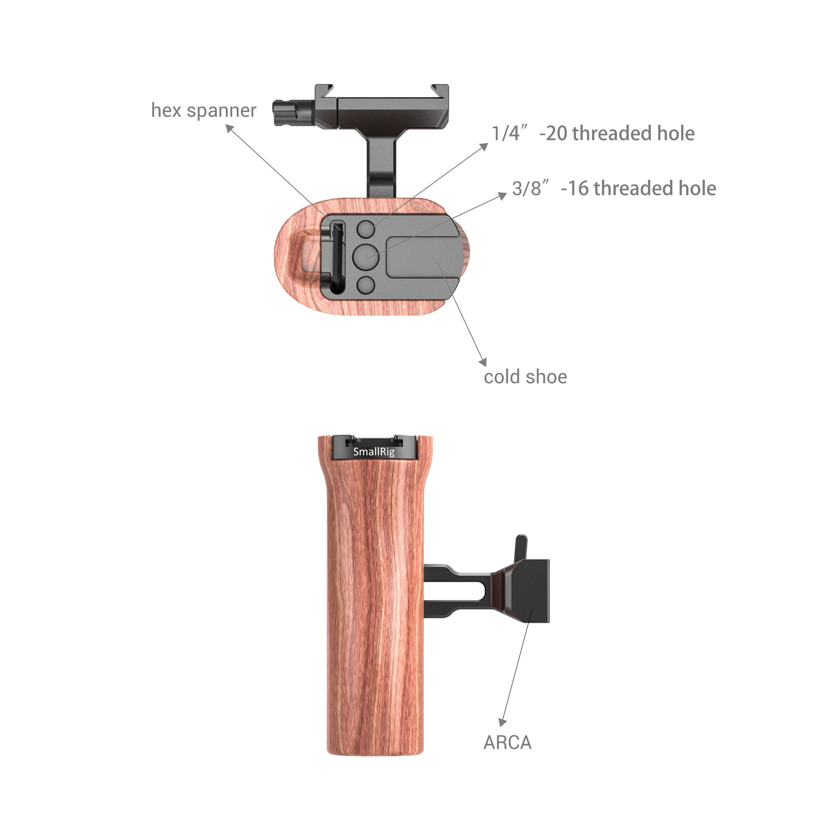 SmallRig Arca Compatible Wooden Side Handle HSN2399