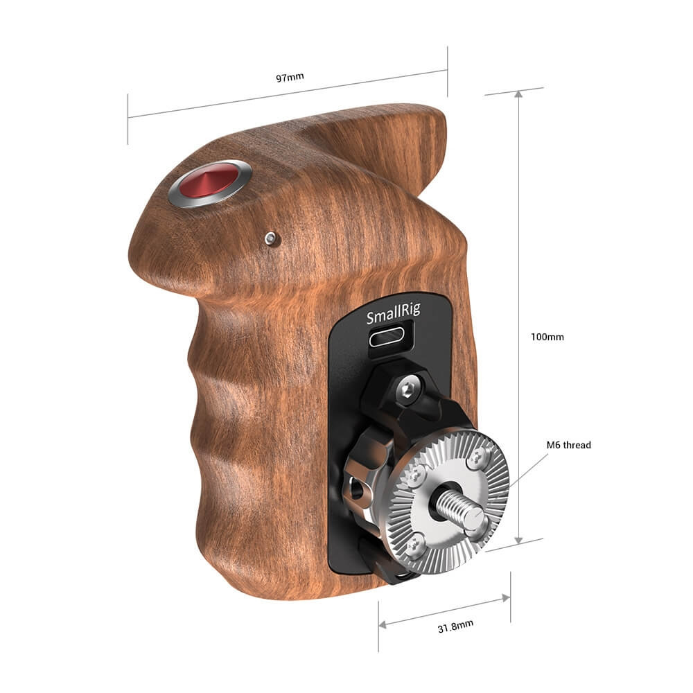 SmallRig Right Side Wooden Hand Grip with Record Start/Stop Remote Trigger for Sony Mirrorless Cameras HSR2511