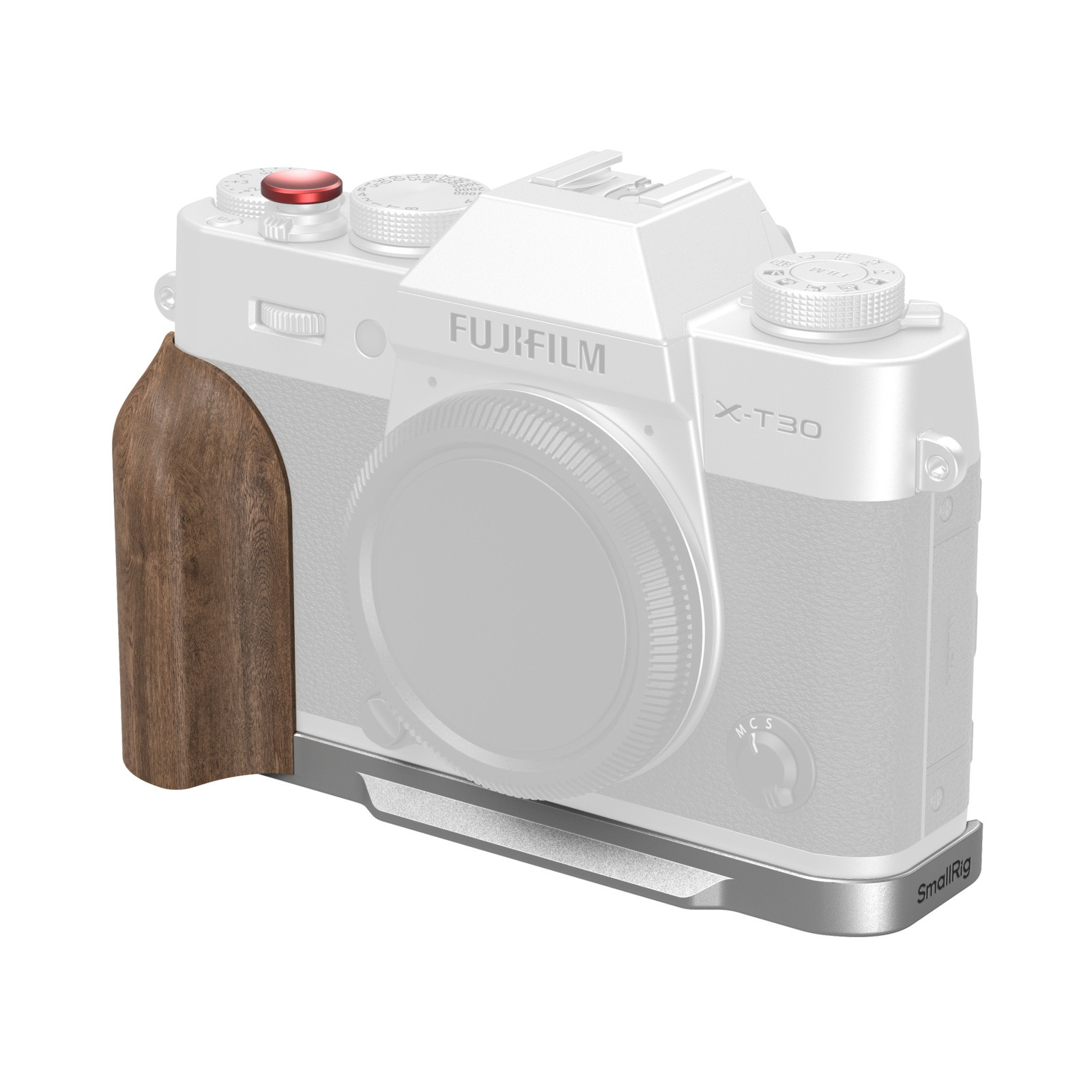 SmallRig L-Shaped Mount Plate with Wooden Handle for FUJIFILM X-T30 / X-T30 II / X-T30 III (Silver) 5667