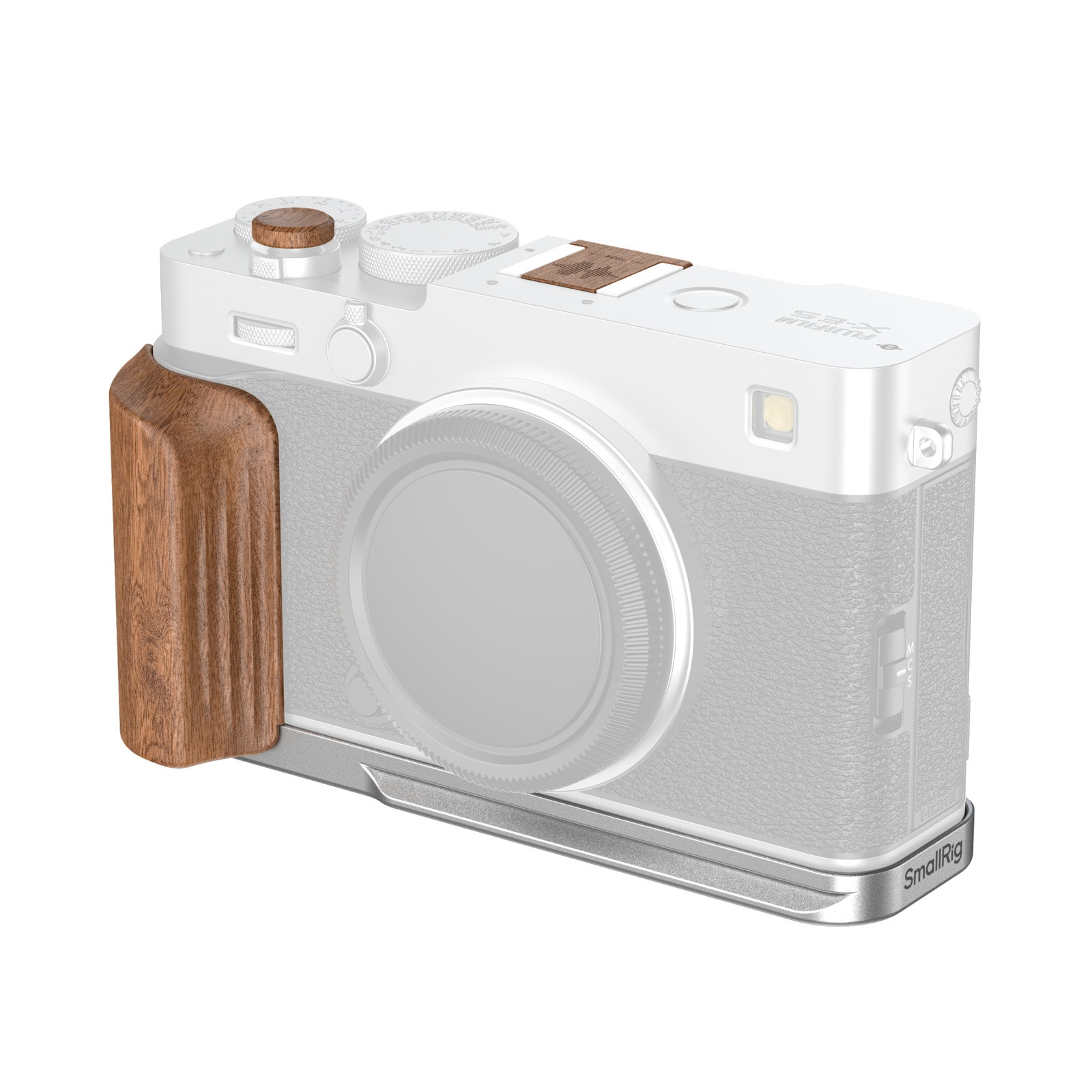 SmallRig L-Shaped Mount Plate with Wooden Handle for FUJIFILM X-E5 (Rosewood, Silver) 5984