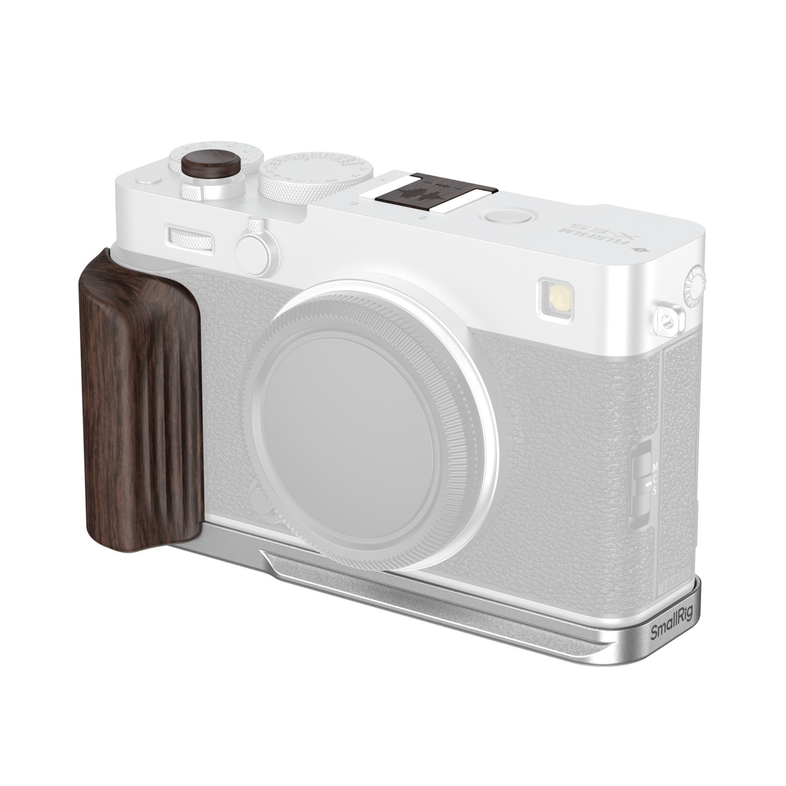 SmallRig L-Shaped Mount Plate with Wooden Handle for FUJIFILM X-E5 (Ebony, Silver) 6236